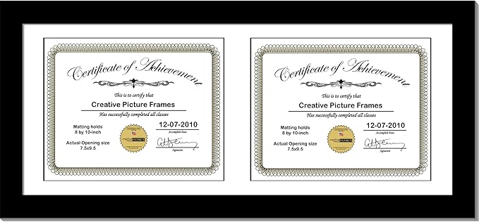 Creative Picture Frames 10X24Bk-W Black Horizontal Double Diploma Frame by CreativePictureFrames