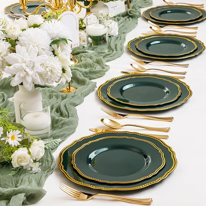 Hioasis 60pcs Green Plastic Plates - Image 5