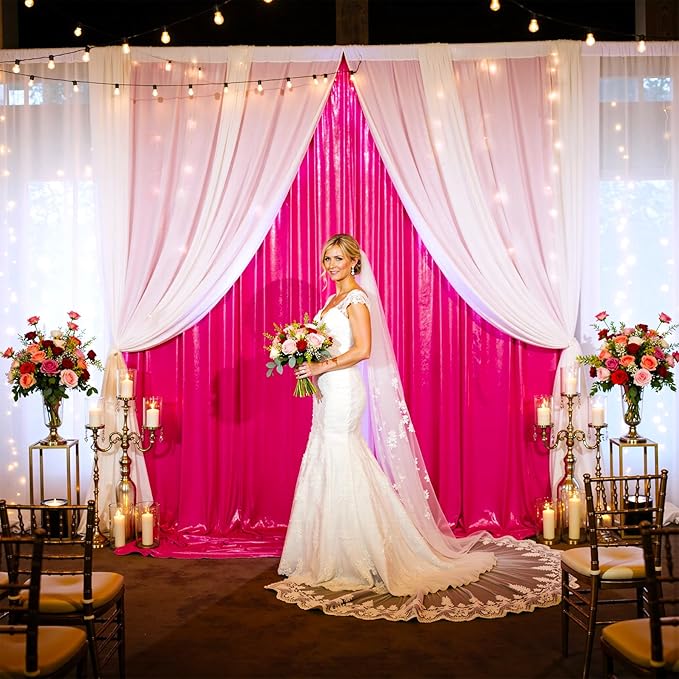 20x10ft Shimmer Hot Pink Sequin Backdrop Curtain - Image 7