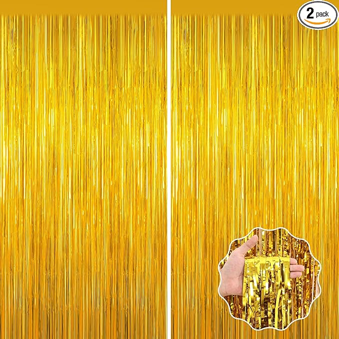 Gold Tinsel Backdrop Birthday Decorations by forlvwoon