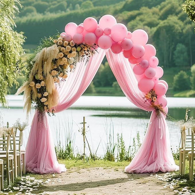 Wokceer Blush Pink Wedding Arch Draping Fabric Backdrop 4 Panels 28.7" X 20FT - Image 6