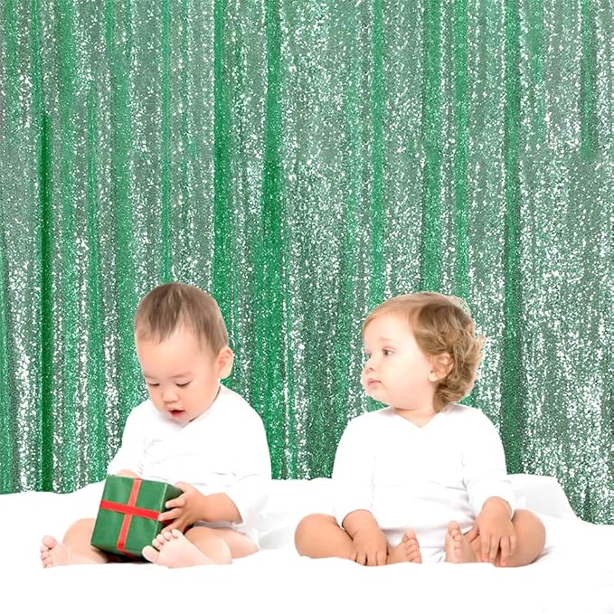 Eternal Beauty Mint Green Sequin Backdrop, 6x6 Ft Glitter Background Curtains - Image 3