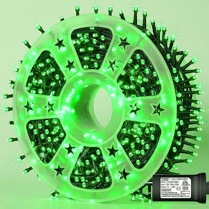 YEGUO 165ft 500 LED Halloween Lights Outdoor Waterproof, 8 Modes Green String by YEGUO