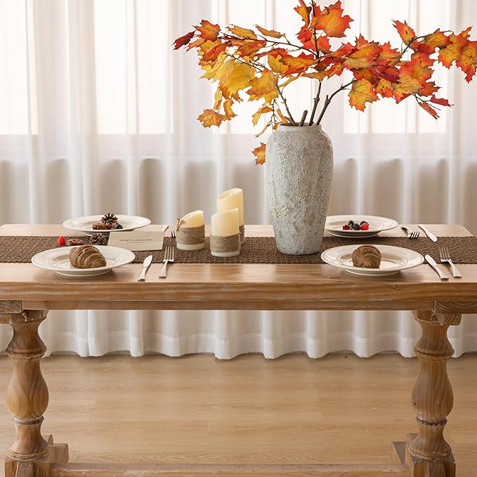 Boho Brown Table Runner for Home Decor 12x48 Inches Farmhouse Macrame Burlap - Image 5