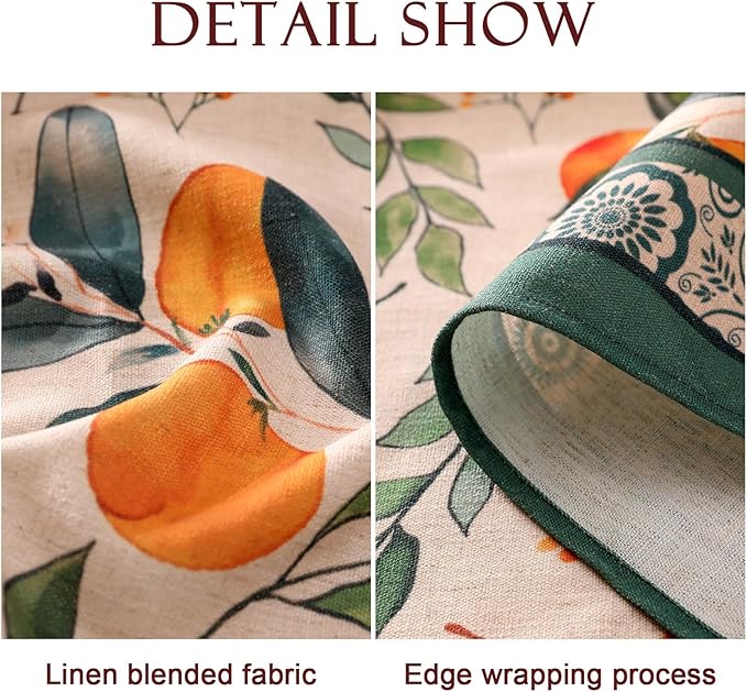 patdrea Designer Linen Round Table Cloth, Vintage Framhouse Oranges and Leaves - Image 5