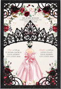 50Pcs Pink Crown Invitations for Quinceanera, 15 year, Sweet 16, Miss XV by DreamBuilt