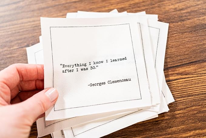 Five Star Napkins 30th Birthday Quotes White Cotton Cocktail Napkins, Beverage - Image 5