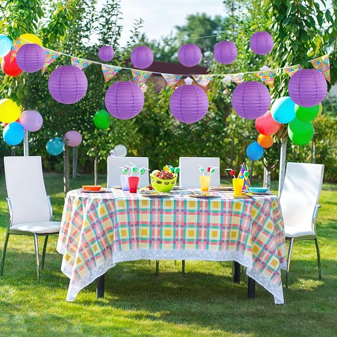12Pcs Round Paper Lanterns Assorted Sizes - Image 5