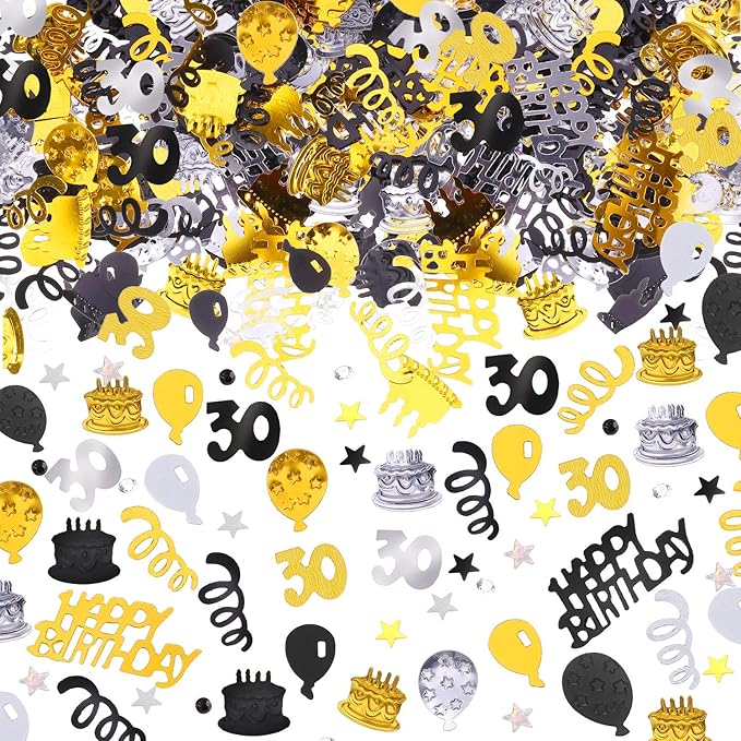 3000 Pieces 30th Birthday Confetti Number Foil Balloon 30 Table Confetti by Willbond+Technology+Limited
