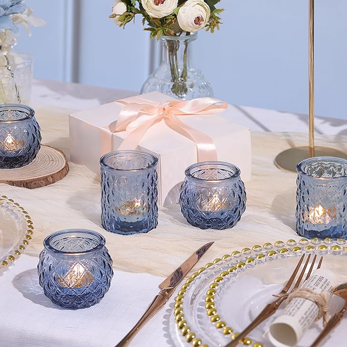 12pcs Assorted Blue Votive Candle Holders, Tea Lights Candle Holder - Image 5