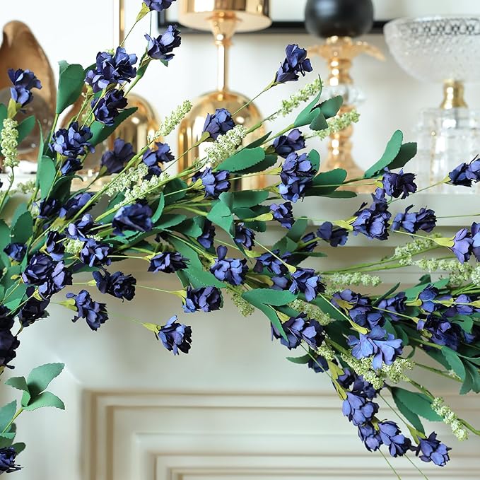 Mizii Blue Artificial Flower Garland 6FT Fake Wildflower Floral Garland Hanging - Image 7