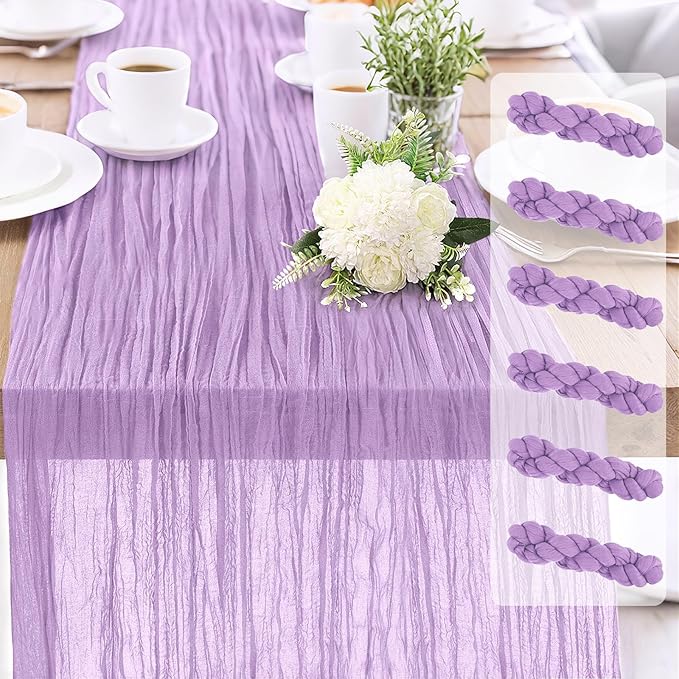6-Pack Lilac Cheesecloth Table Runners – 10FT Boho Rustic Gauze Fabric Cheese by Unknown
