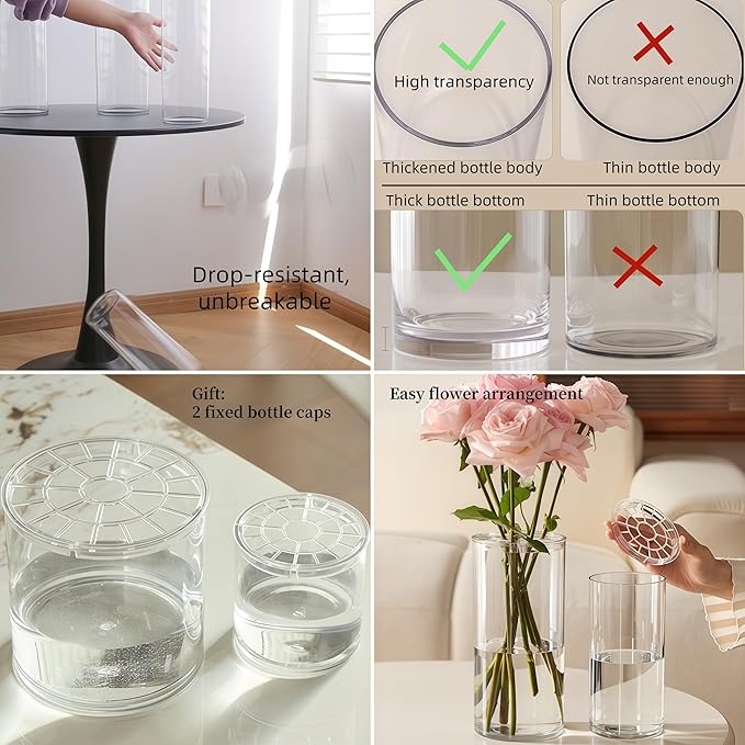 Extra Large Acrylic Cylinder Clear Vase - Image 5
