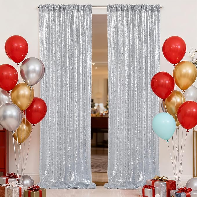SquarePie Sequin Backdrop Non-Transparent Background Sparkly Curtain - Image 8