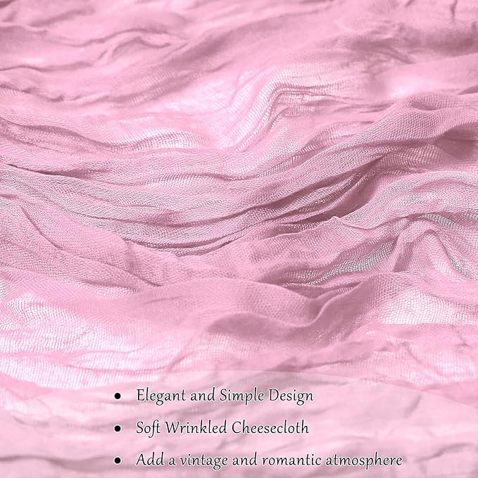 1-Pack Pink Cheesecloth Table Runners – 10FT Boho Rustic Gauze Fabric Cheese - Image 5