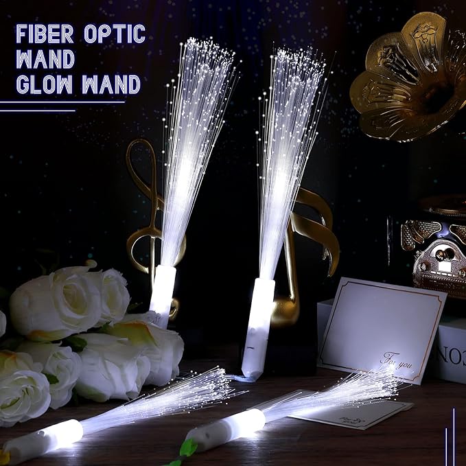 50 Pcs White Fiber Optic Wands Bulk Wedding Sparklers Party Favors LED Light - Image 6