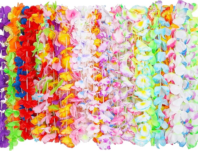 50PCS Hawaiian Leis, Leis for Luau Party Decor, Hawaiian Leis Colorful Tropical by Arrowom