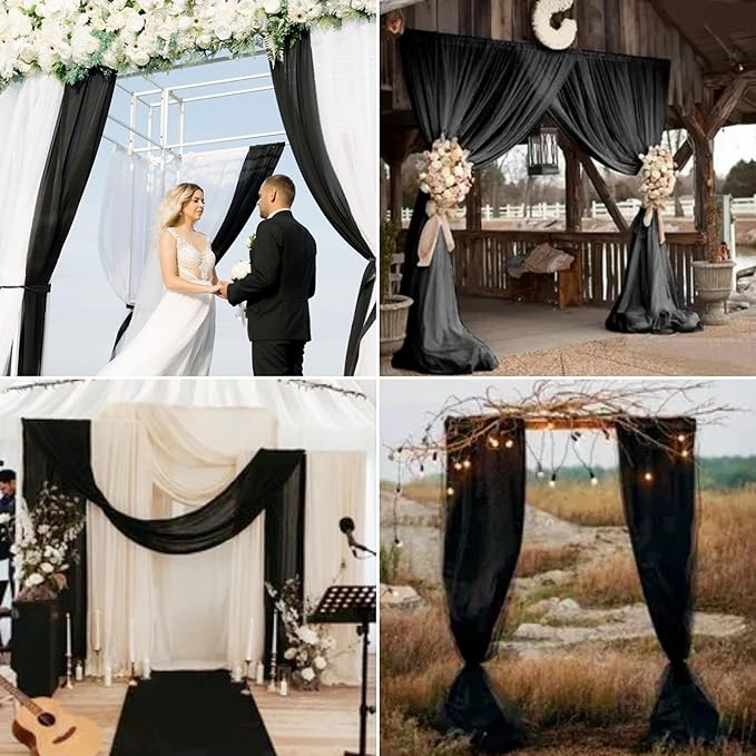 4 Panels Wedding Arch Draping Fabric 28 x 20Ft Chiffon Wedding Arch Drapes - Image 3