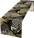 Japanese Table Runner Oriental Tradition Kio Fish Gold Art Printed Burlap by YSWOW