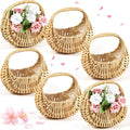 Taiyin 6 Pack Rattan Flower Girl Basket Small Half Moon Straw Wicker Basket by Taiyin