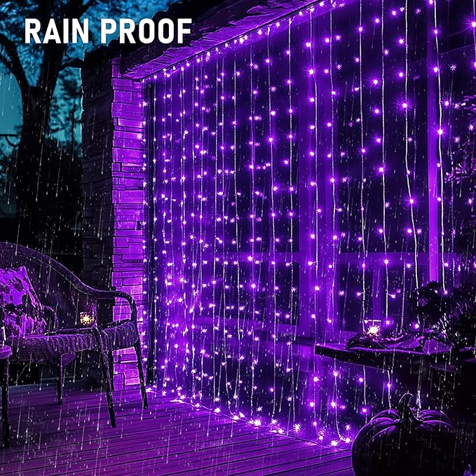Dazzle Bright 300 LED Curtain String Lights, Halloween Fairy Lights - Image 6