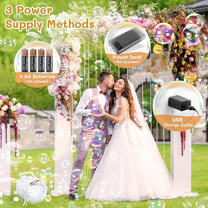 Theefun Bubble Machine: 500ML Automatic Bubble Blower Max 15000 Bubbles per Min - Image 3