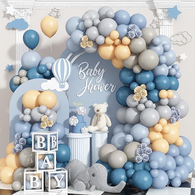 Dusty Blue Balloon Arch Kit 139Pcs Slate Blue Grey Balloons Garland Neutral by Domgoge