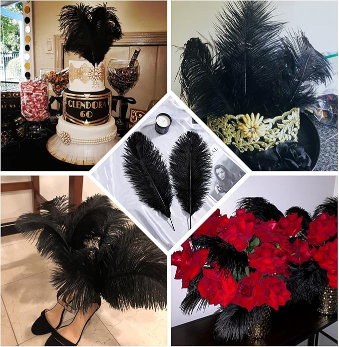 Larryhot Black Ostrich Feathers Bulk - Image 6
