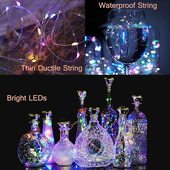 Upgraded 12 Pack Diamond Solar Wine Bottle Lights, 20 LEDs Waterproof Copper - Image 2
