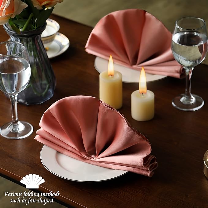 Manyshofu 60 Pieces Rose Gold Satin Napkins - Image 6