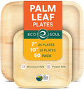 ECO SOUL Compostable 7 & 10 Inch Palm Leaf Square Plates Like Bamboo Plates | by ECOSOUL