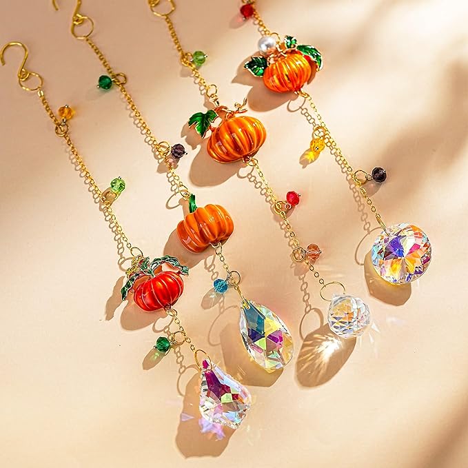 HDCRYSTALGIFTS Set 4 Fall Pumpkin Suncatchers Crystals Sun Catchers Indoor - Image 4