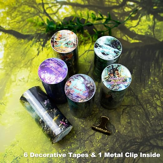 Forest-Themed Seamless Washi Tape Scrapbook Kit – 6 Rolls - Image 2