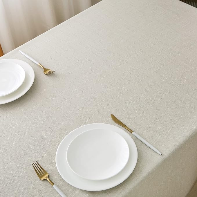 NLMUVW Iovry Linen Tablecloth for Rectangle, Rustic Textured Table Cloth Water - Image 2