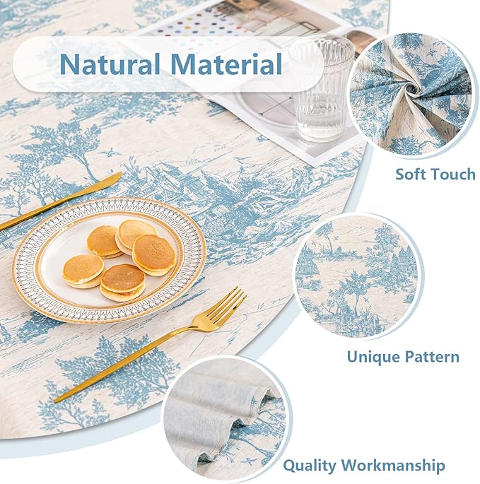 MYSKY HOME Linen Vintage Rectangle Tablecloth 60x120 Inches - Image 2