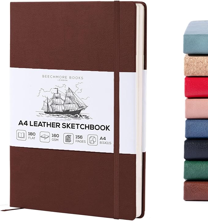 Beechmore Books A4 Sketchbook – 8.5x11 Premium Vegan Leather Bound Large Sketch by BeechmoreBooks