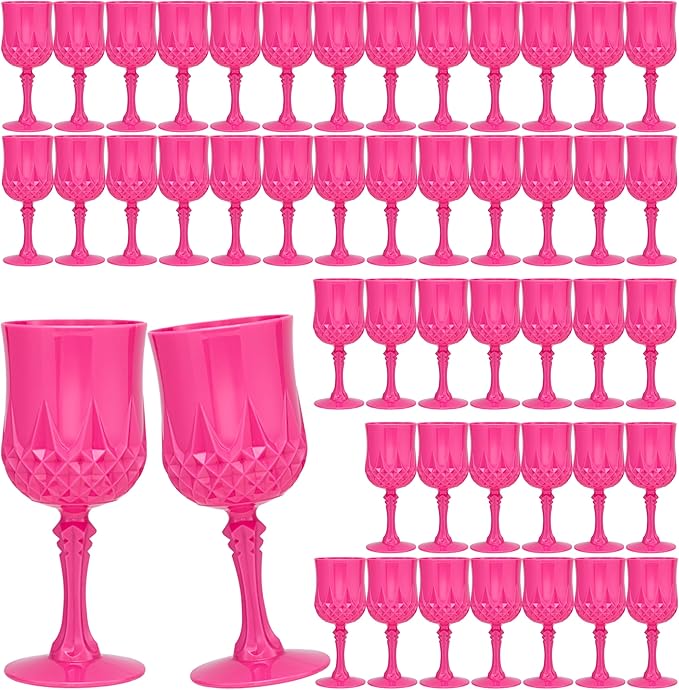 Plastic Vintage Wine Glasses 7OZ Plastic Goblets Vintage Drinking Glasses 48PCS by JLYLOL