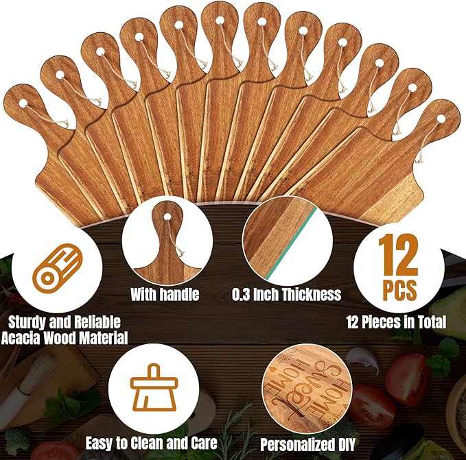 Patelai 12 Packs Wooden Cutting Board Set - Image 3