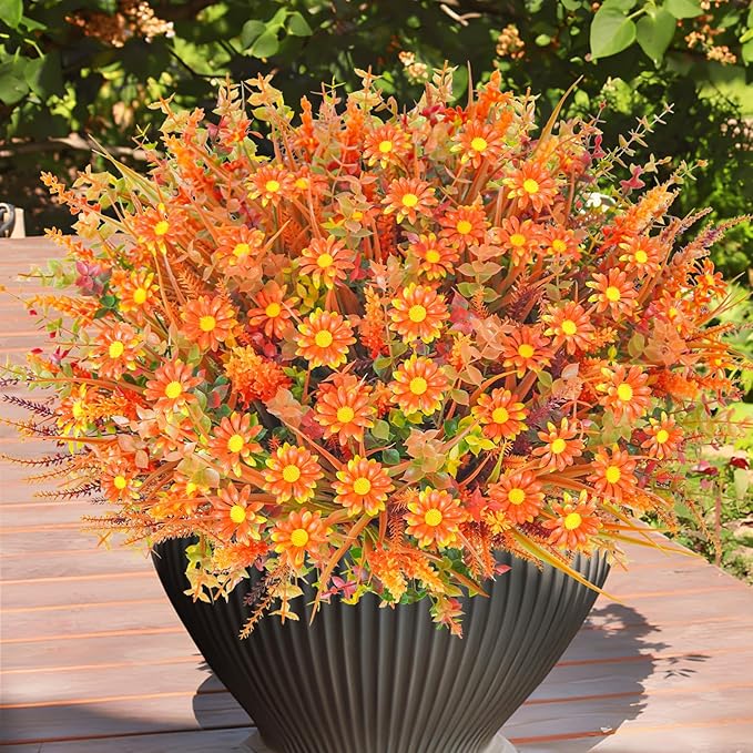 64 Pcs Outdoor Fall Flowers UV Resistant Faux Fall Plants - Image 2