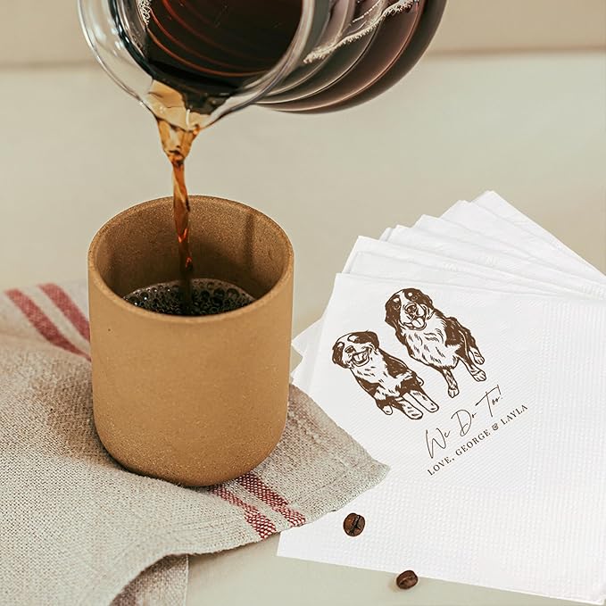 Luxury Personalized Pet Wedding Cocktail Napkins, Personalized Photo Napkins - Image 4