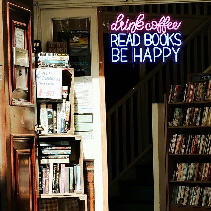 Drink Coffee Read Books Be Happy Neon Sign USB Powered Led Read Books Neon Light - Image 7