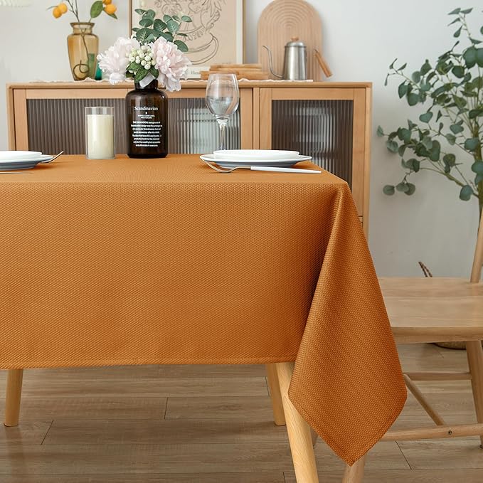 Biscaynebay Fall Tablecloth Textured Fabric Square Tablecloths 90x90 Inch - Image 8