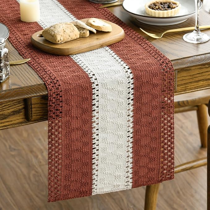 Artoid Mode Caramel Farmhouse Rustic Table Runner, Seasonal Hollow Kitchen by ArtoidMode