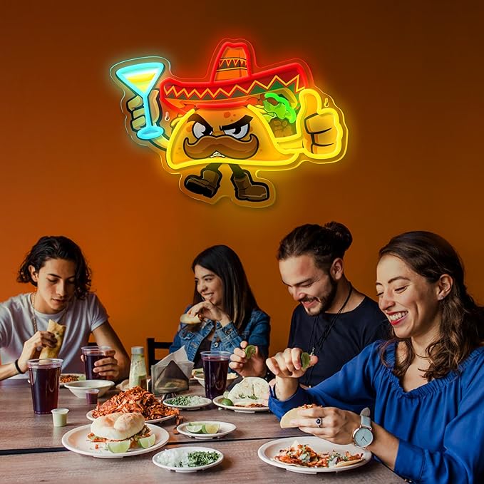 Tacos Neon Sign for Wall Decor, Dimmable Led Tacos Neon Light for Mexican - Image 4