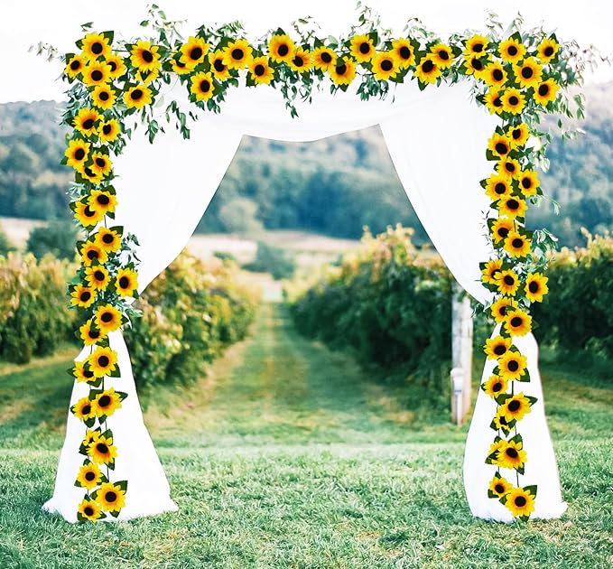 Uieke 3 Pack 7.5ft/Pcs Artificial Sunflower Garland Hanging Sunflower Vines - Image 2