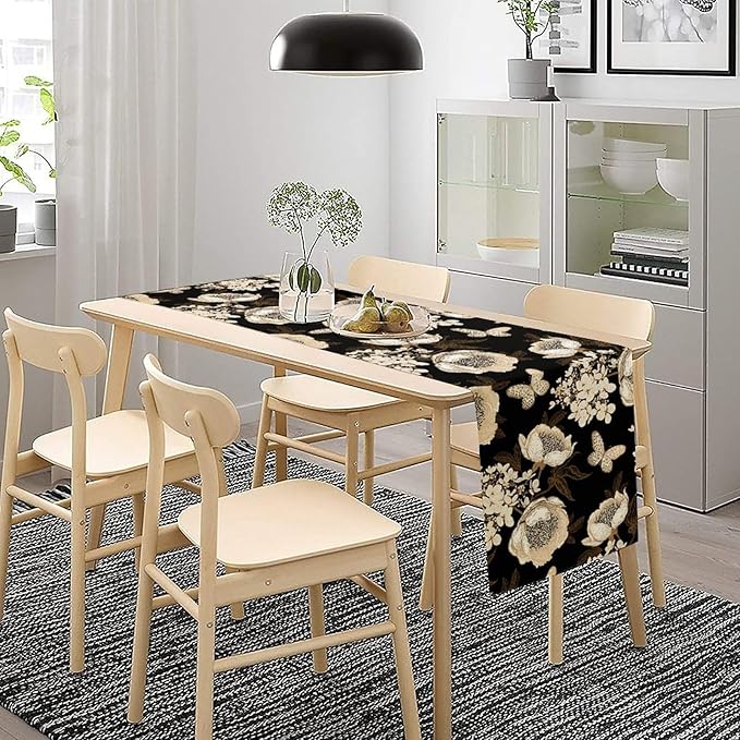 Watercolor Peony Table Runner, Modern Kitchen Dining Room Bohemian Floral - Image 4