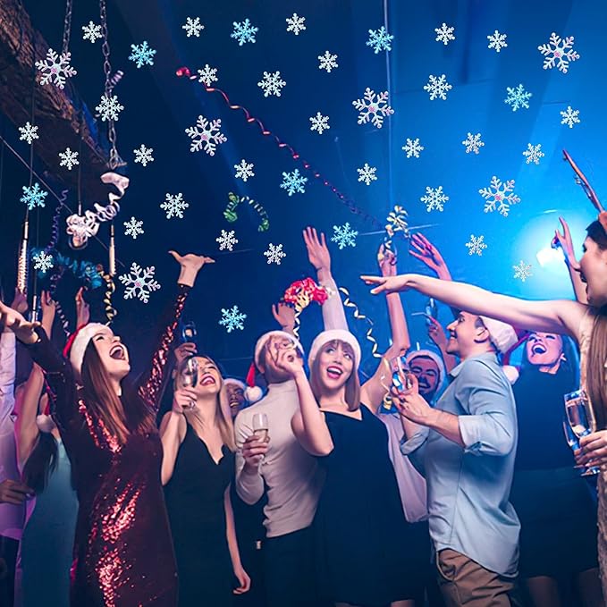 MARFOREVER Blue White Snowflake Confetti Decorations, Winter Glitter Confetti - Image 4