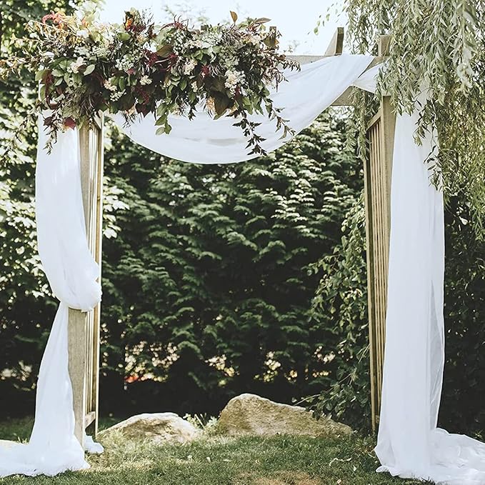White Wedding Arch Draping Fabric 20Ft Arch - Image 6