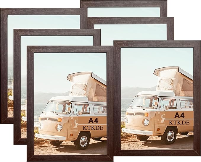 KTKDE A4 Picture Frame Set of 6, Document 8.3x11.7 Certificate Frame Walnut by KTKDE