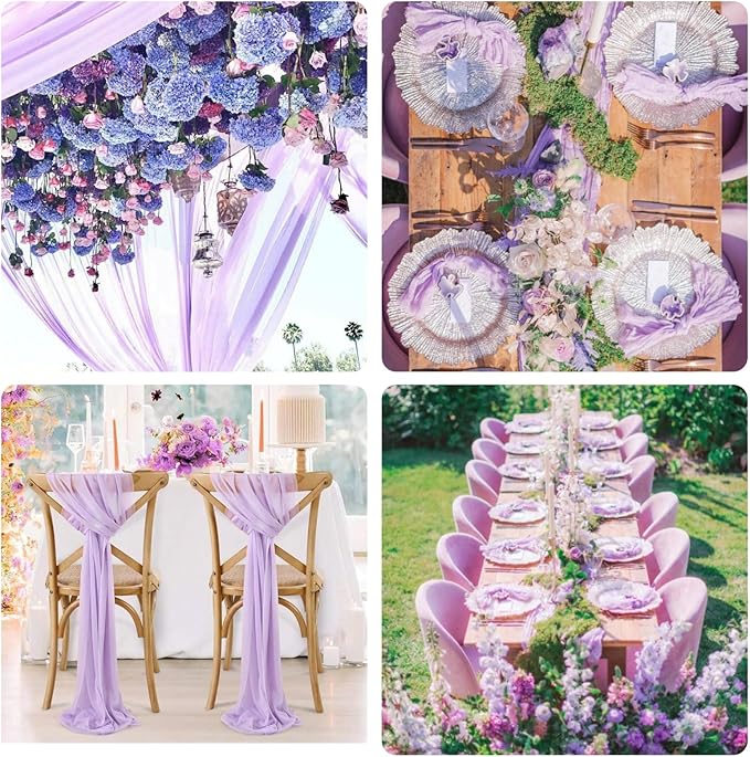Sioloc 10 Pack Lilac Purple Lavender Cheesecloth Table Runner Fall Autumn Decor - Image 5